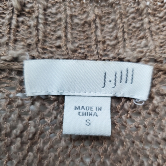 J. Jill Tan Vneck Cotton Blend Cardigan Lightweight Openknit Size Small - Picture 8 of 11
